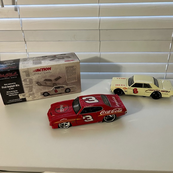 Red and White Toy Cars